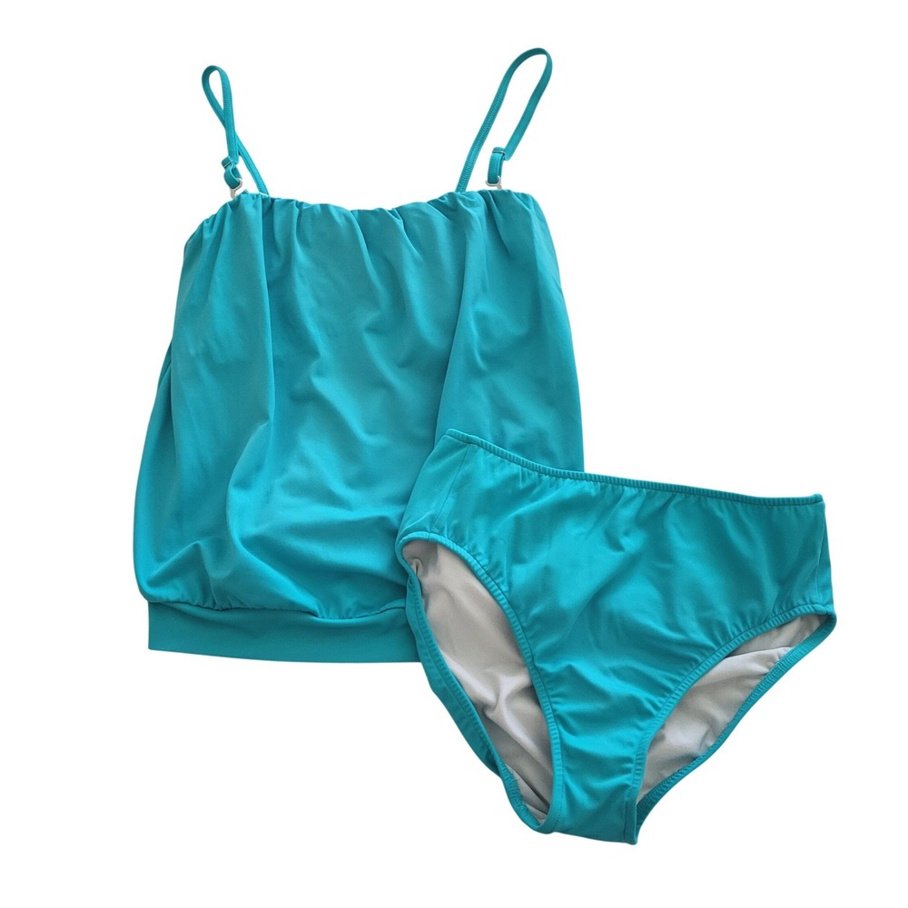 Venus 2 pc Swimsuit Womens 10‎ Aqua Blue Tankini Top & Bottoms